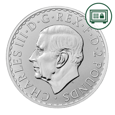 A picture of a Pièce d’argent Britannia de 1 oz à l’effigie du roi Charles (2023) - Stockage sécurisé